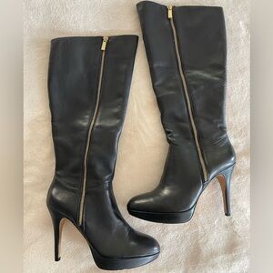 Vince Camuto black leather platform boot
